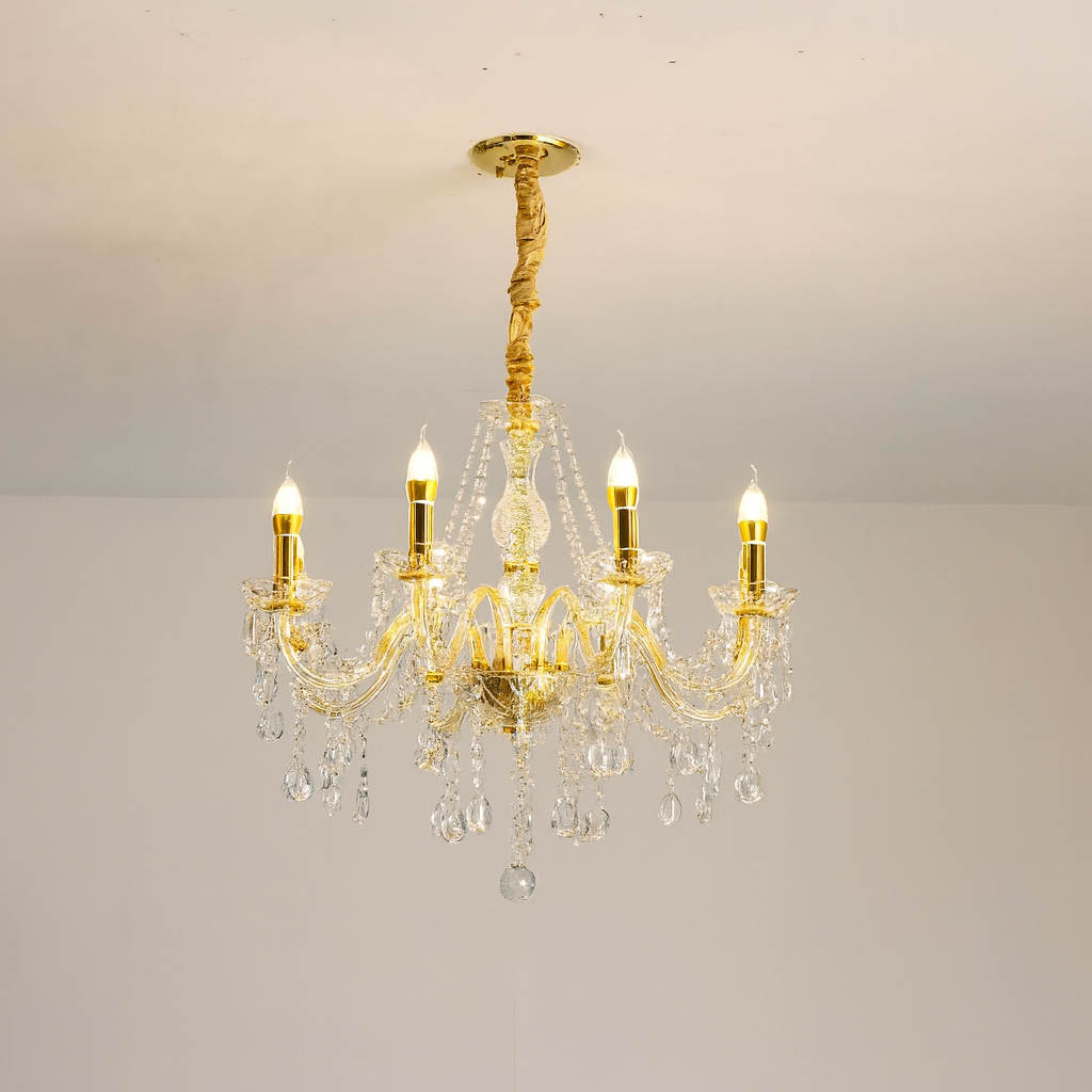 Lustre cristal doré classique