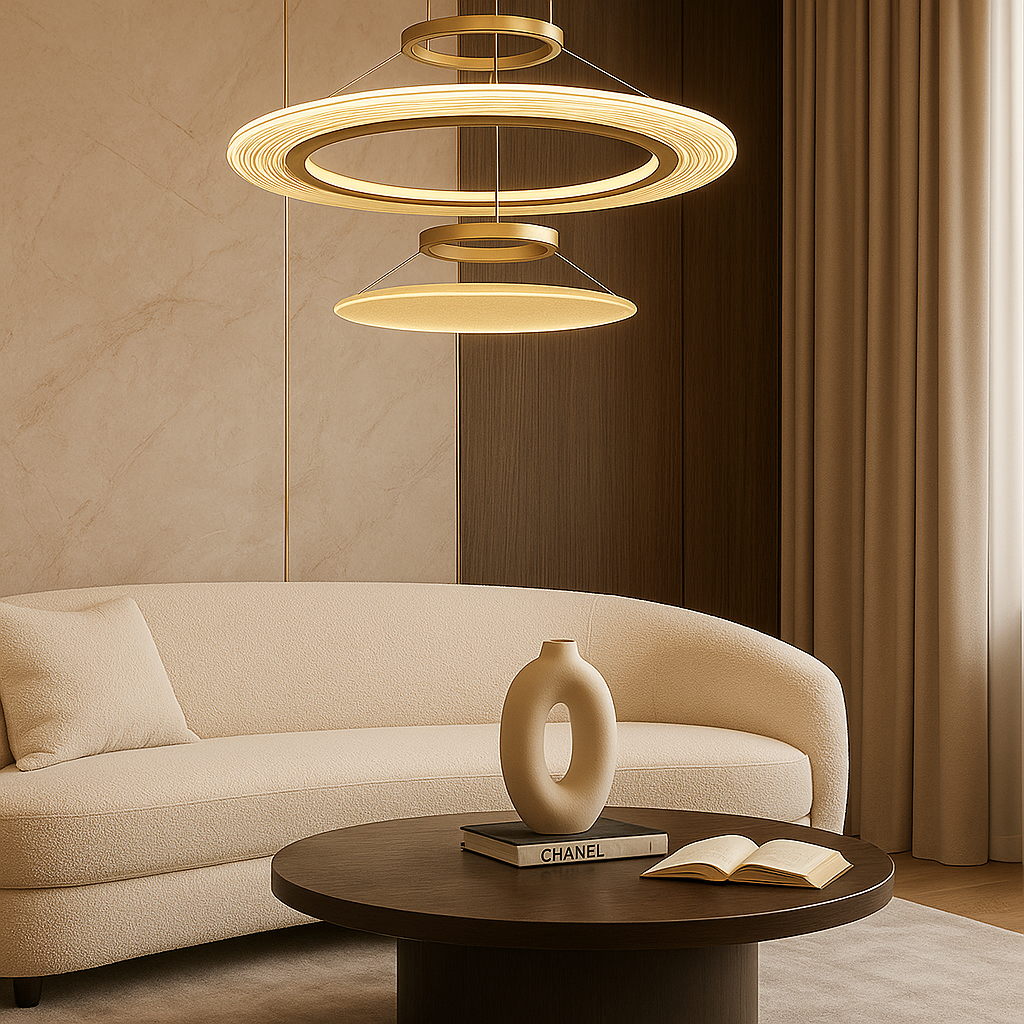 Lustre suspendu moderne aluminium doré