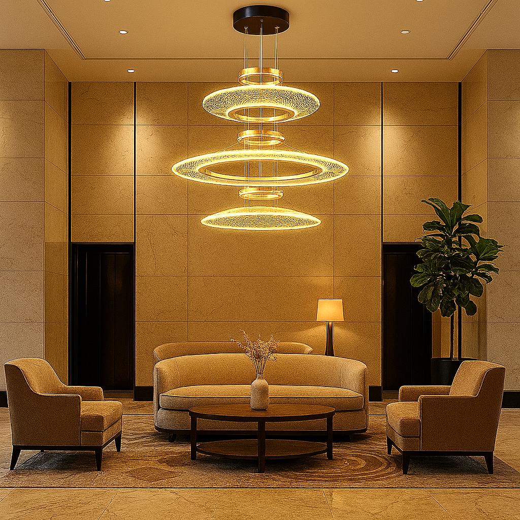 Lustre suspendu moderne aluminium doré
