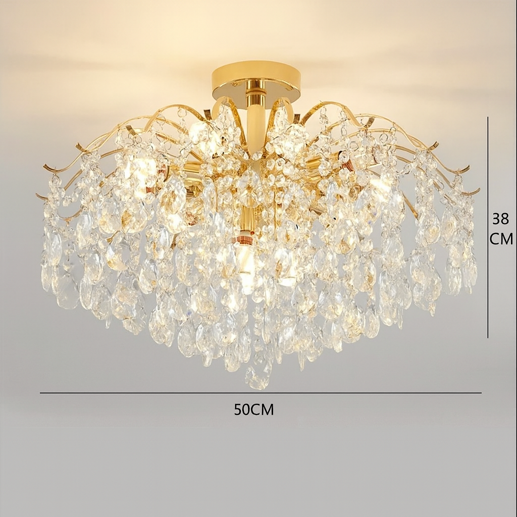 Lustre plafond cristal doré design