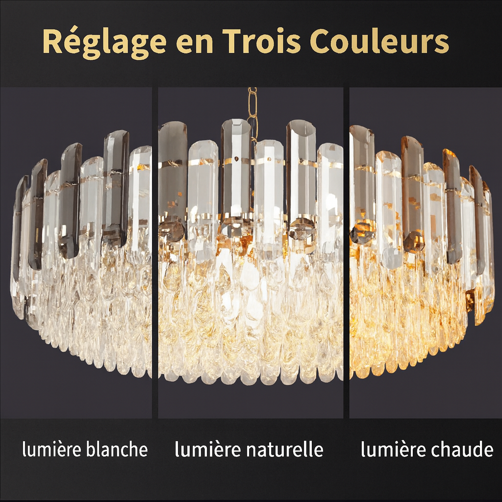 Lustre rond cristal fumé LED