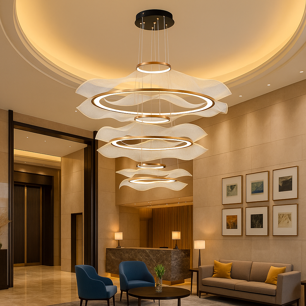 Lustre LED suspendu design ondulé