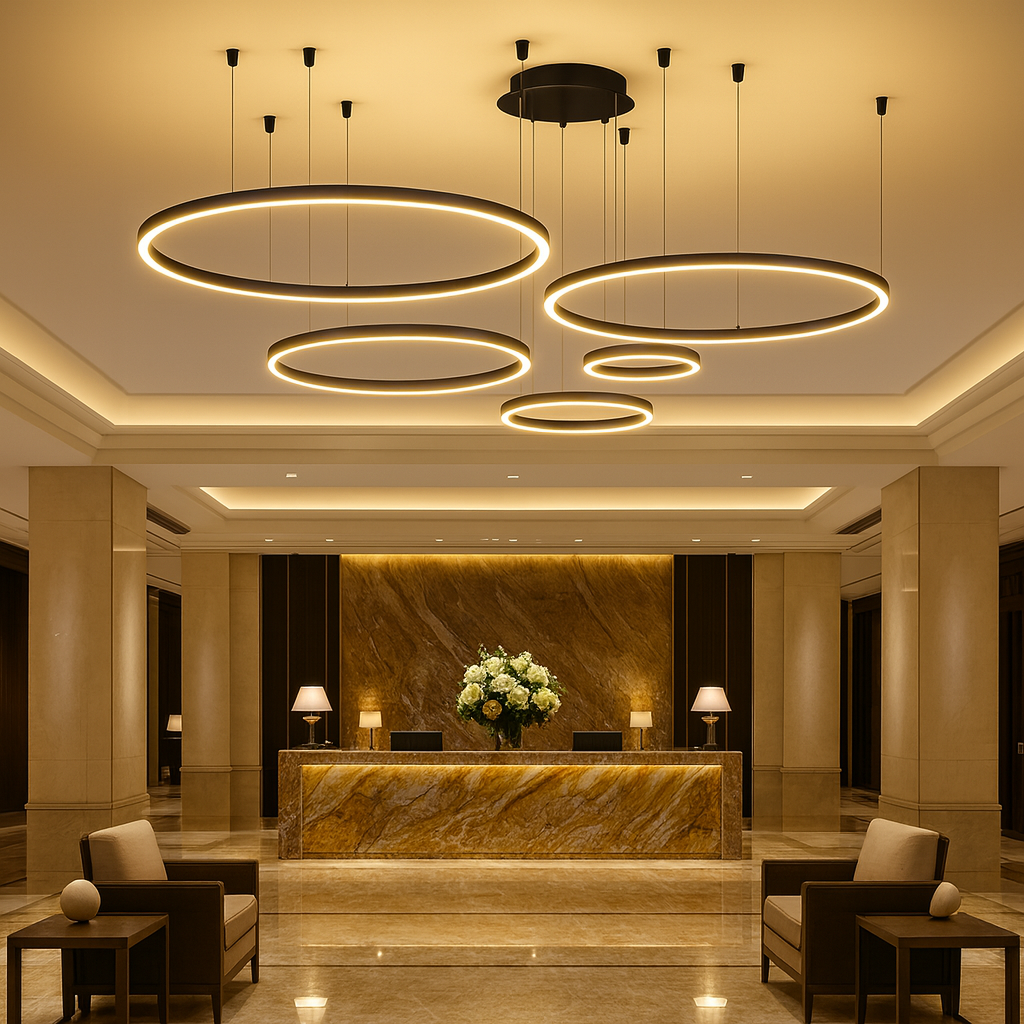 Lustre LED moderne anneaux suspendus