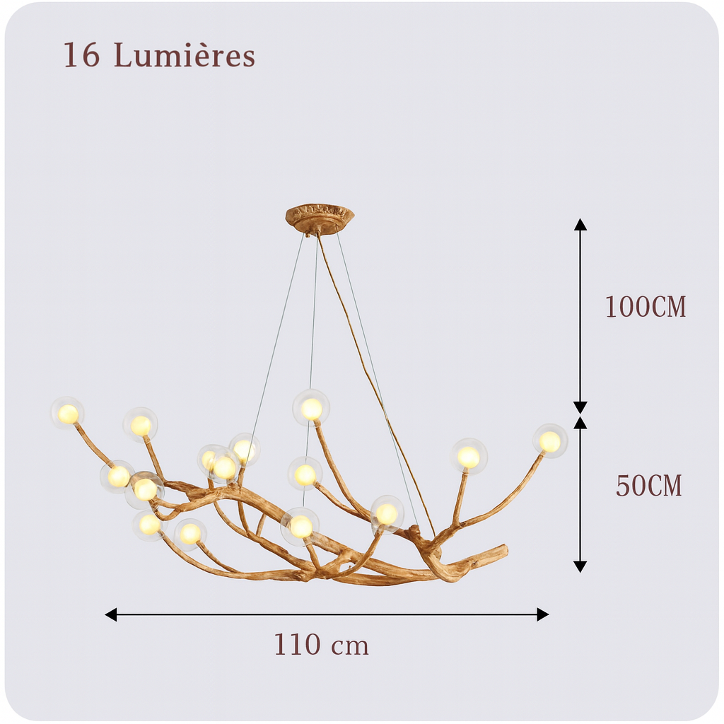 Lustre design branches résine LED