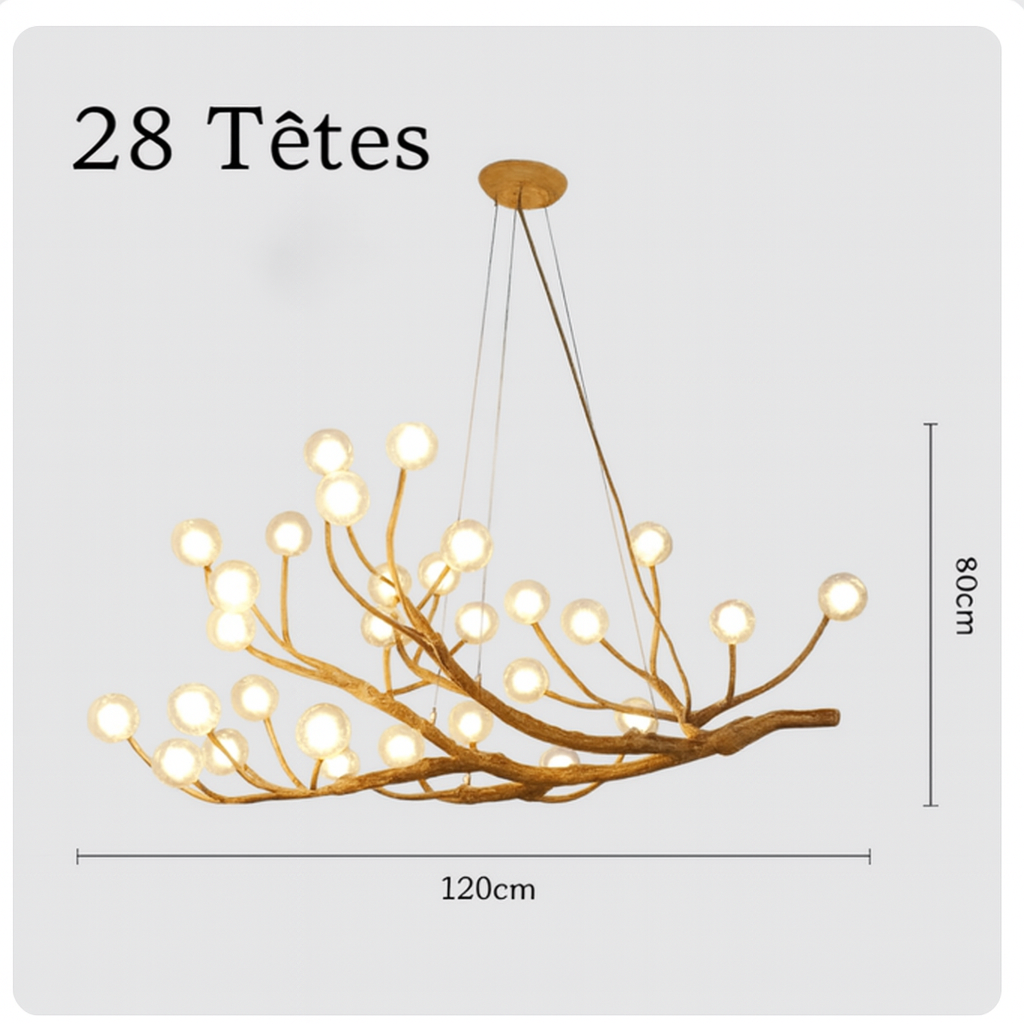 Lustre design branches résine LED
