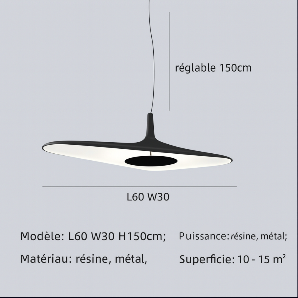 Suspension LED wabi-sabi résine design