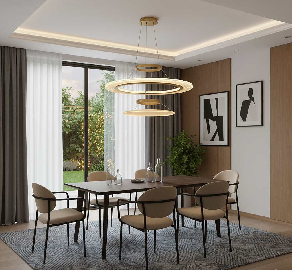 Lustre suspendu moderne aluminium doré