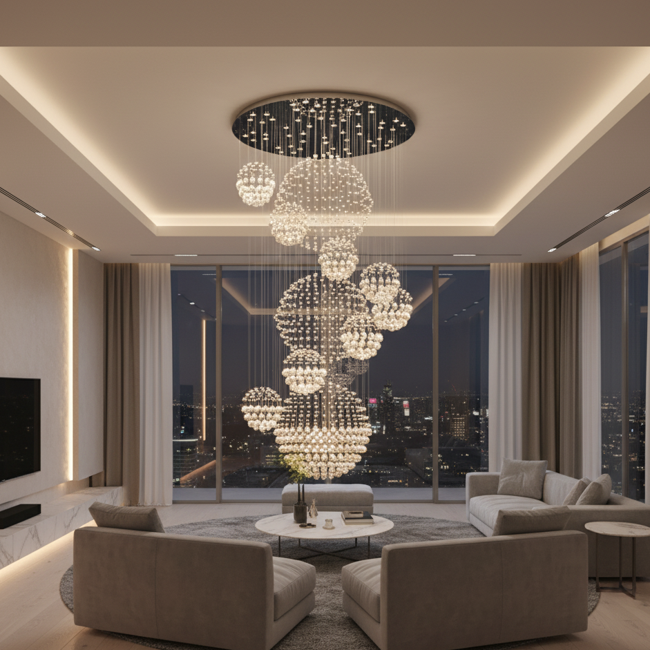 Lustre cascade cristal moderne