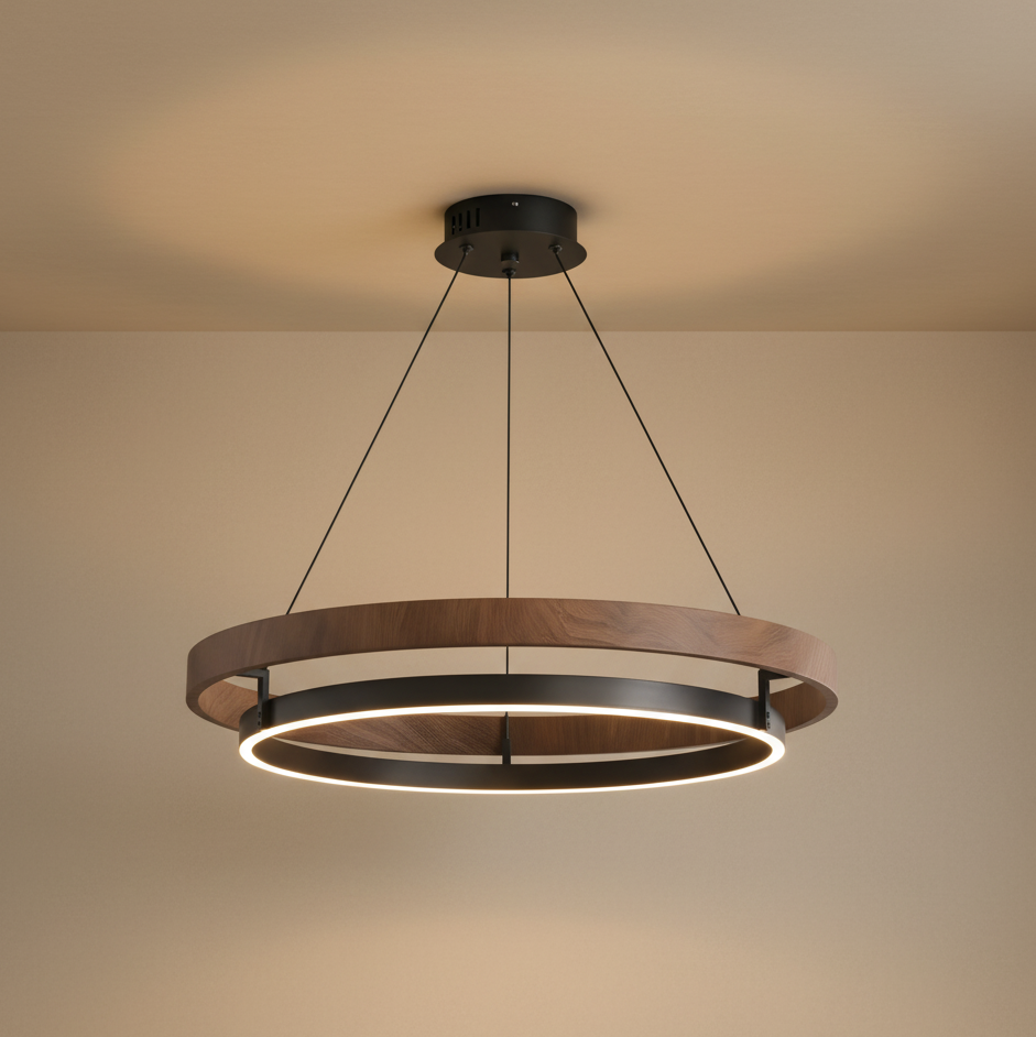 Suspension circulaire bois moderne