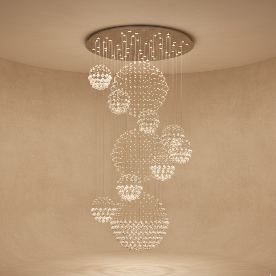 Lustre cascade cristal moderne