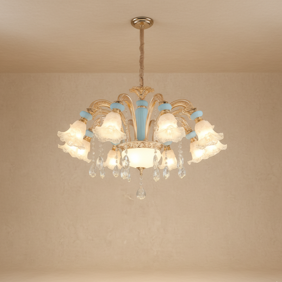 Lustre européen en cristal et céramique