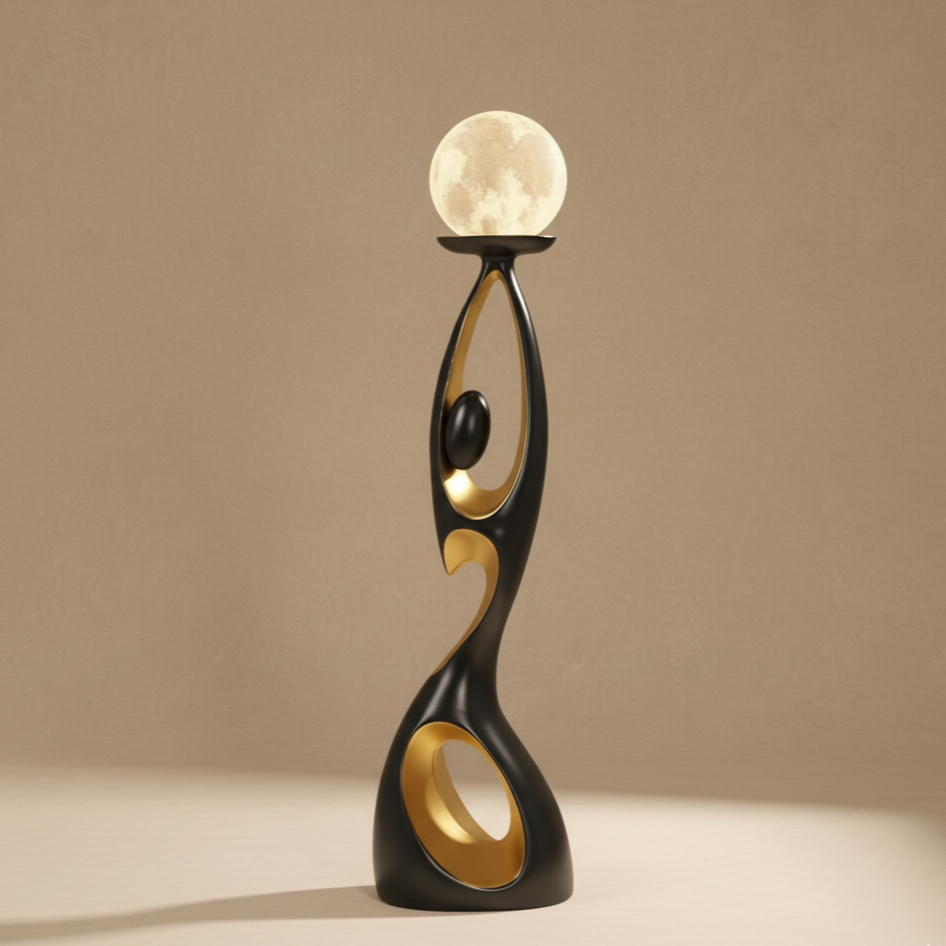 Sculpture avec lampe LED lune