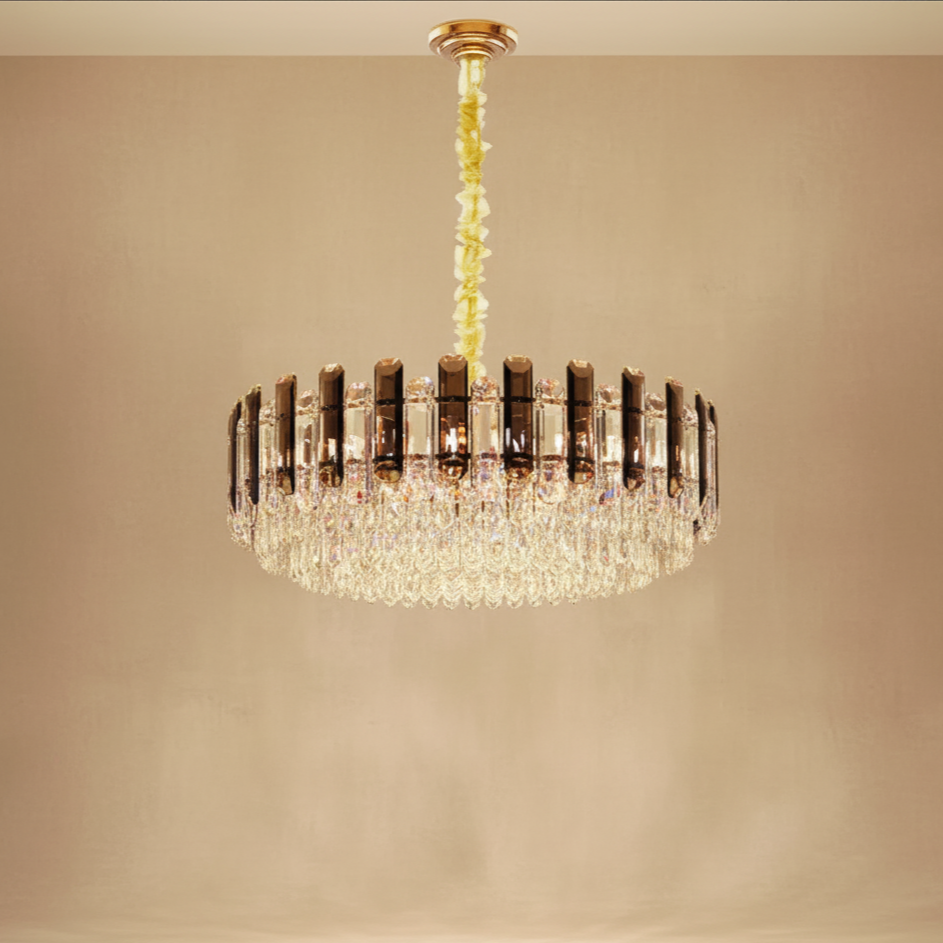 Lustre rond cristal fumé LED