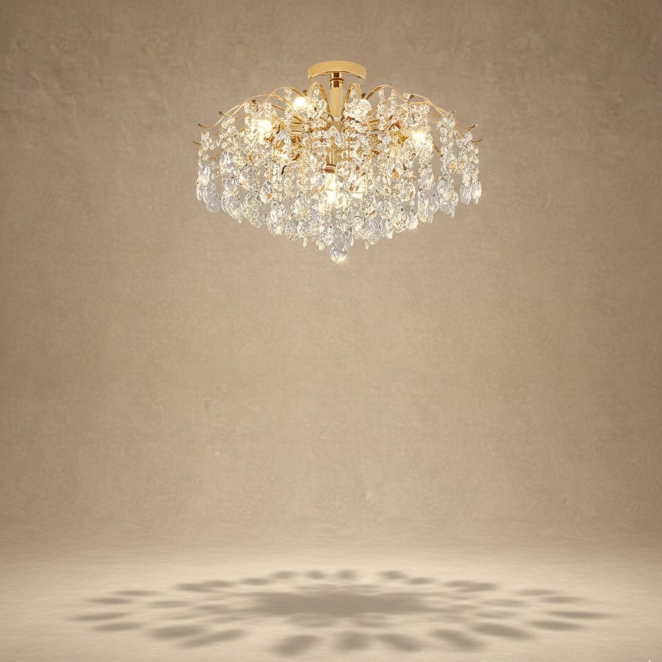 Lustre plafond cristal doré design