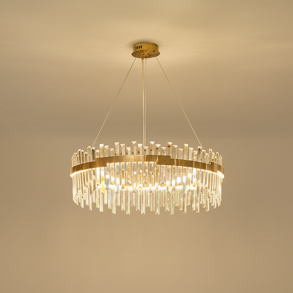 Lustre cristal doré moderne