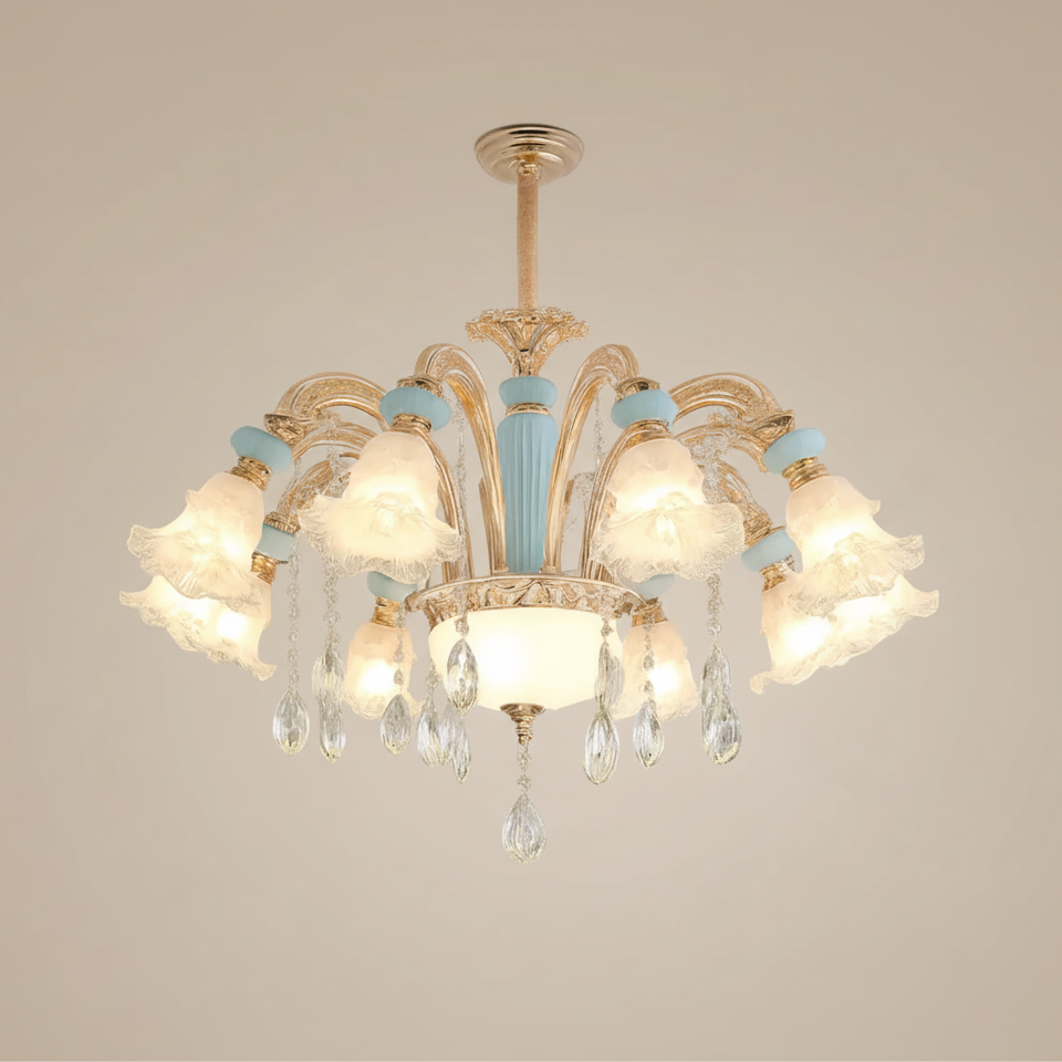 Lustre européen en cristal et céramique