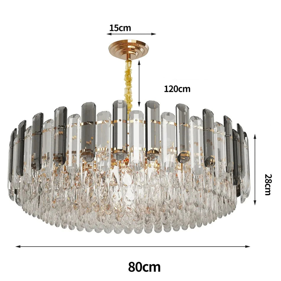 Lustre rond cristal fumé LED