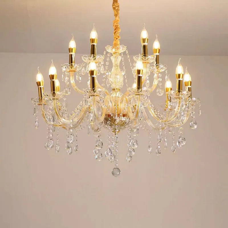Lustre cristal doré classique