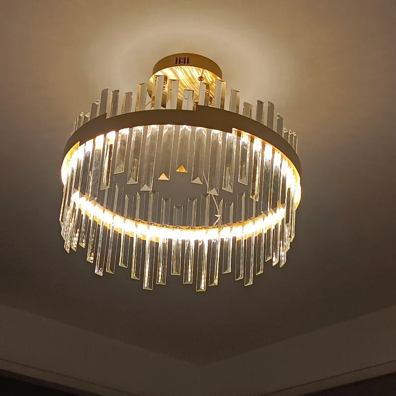 Lustre cristal doré moderne