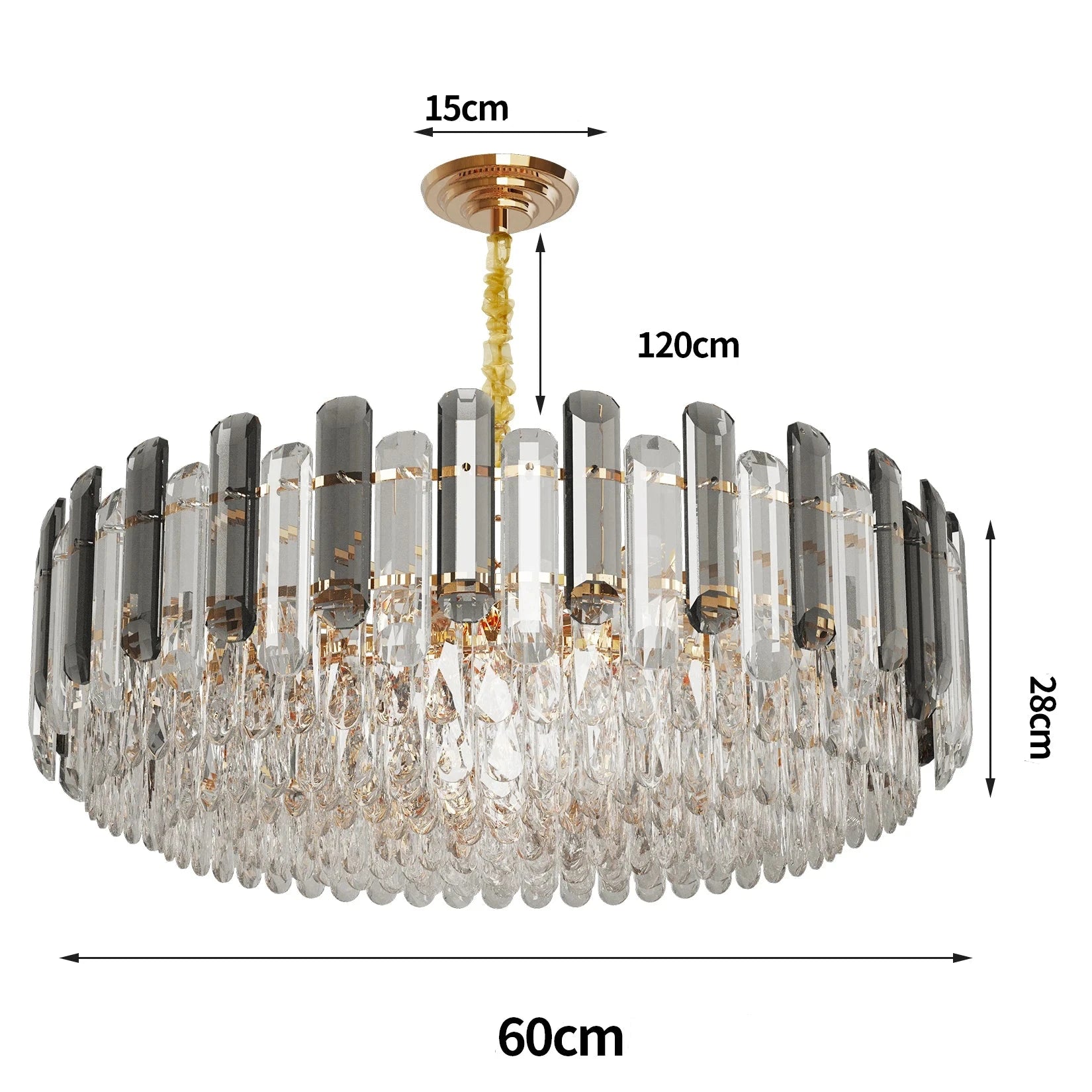 Lustre rond cristal fumé LED