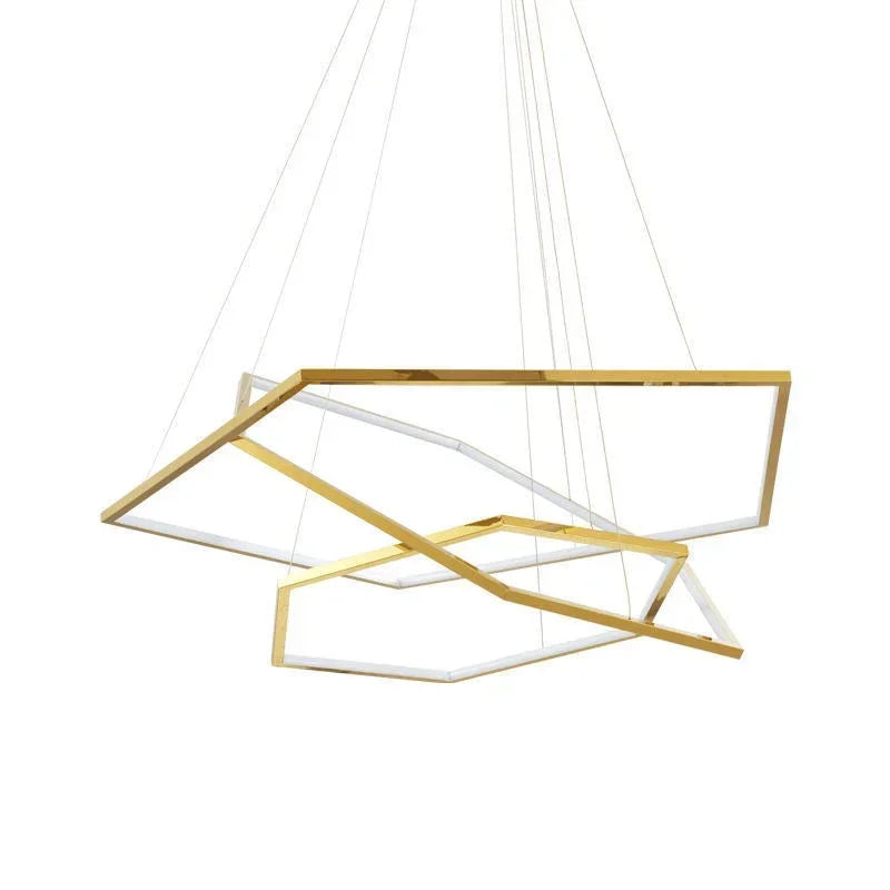 Suspension LED hexagonale dorée