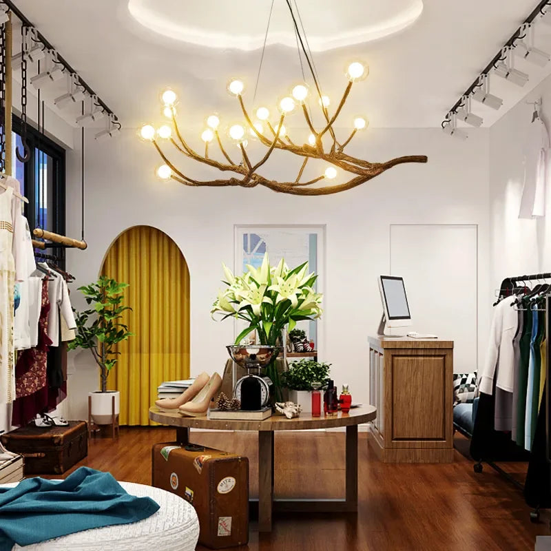 Lustre design branches résine LED