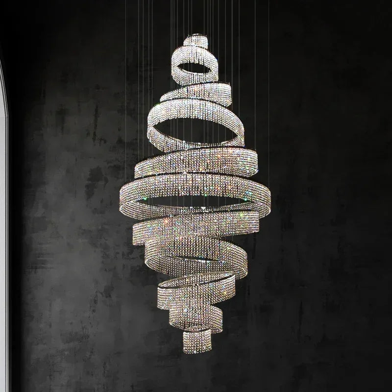 Lustre cristal LED spirale moderne