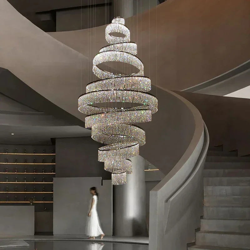 Lustre cristal LED spirale moderne