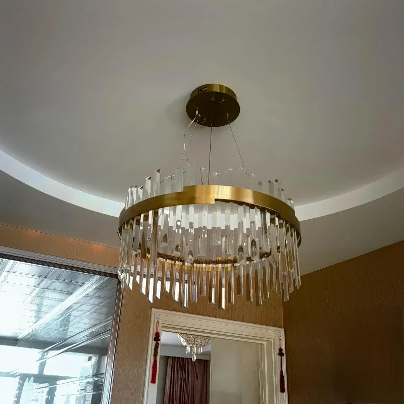 Lustre cristal doré moderne