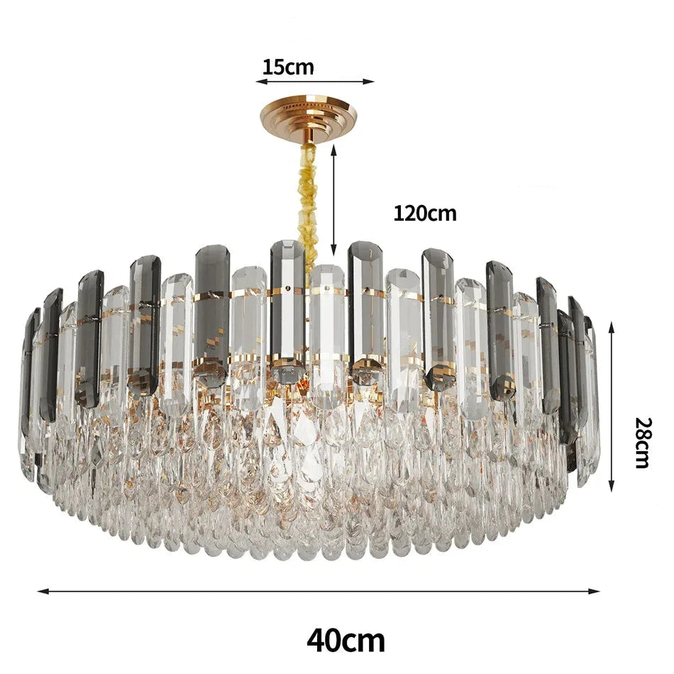 Lustre rond cristal fumé LED