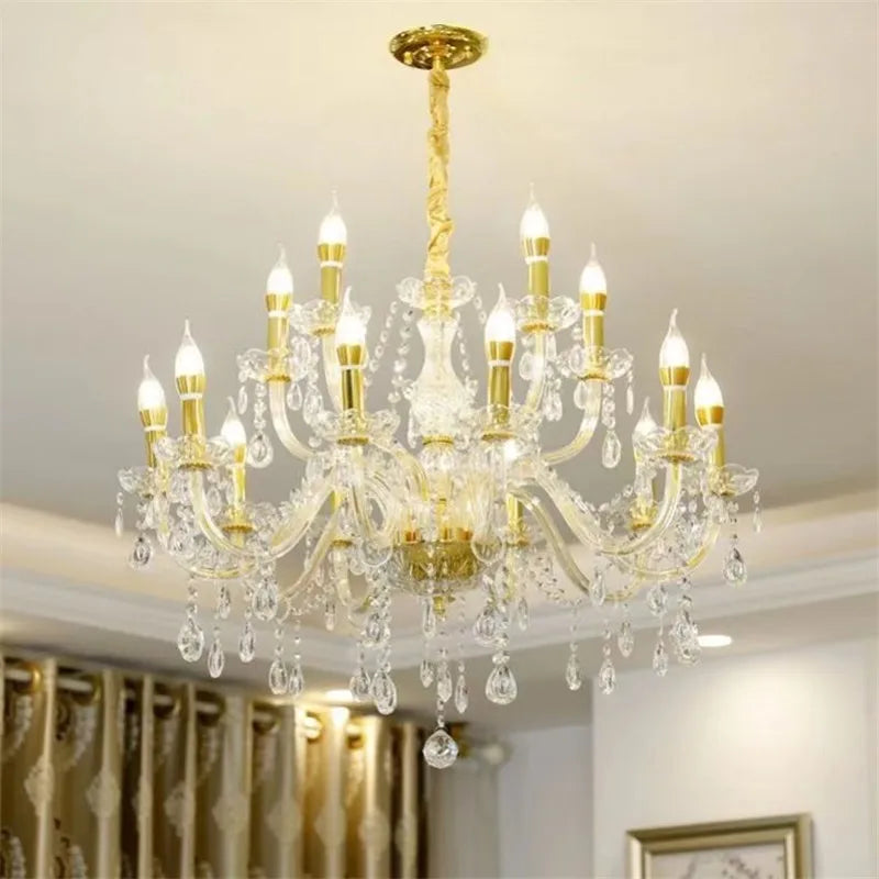 Lustre cristal doré classique