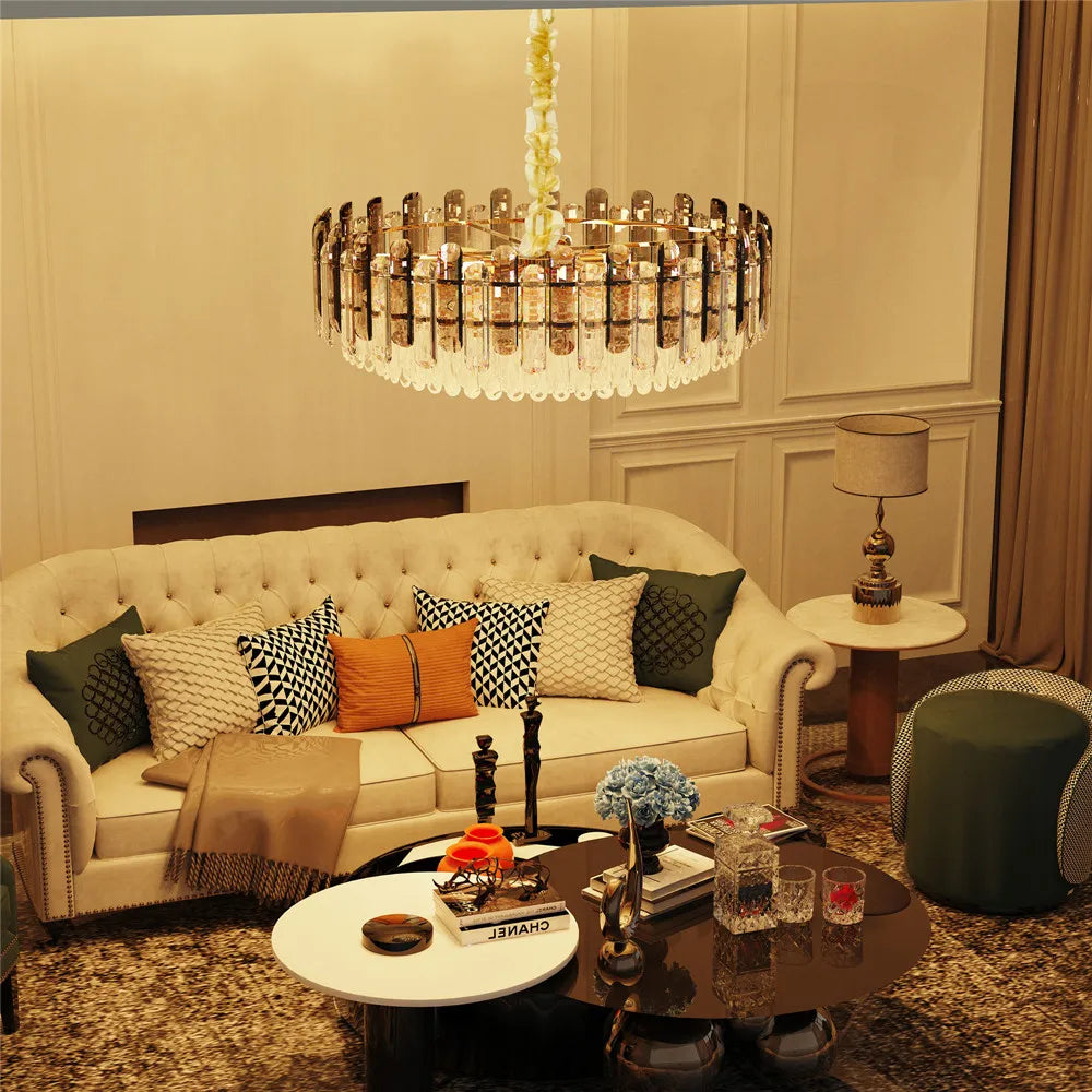Lustre rond cristal fumé LED