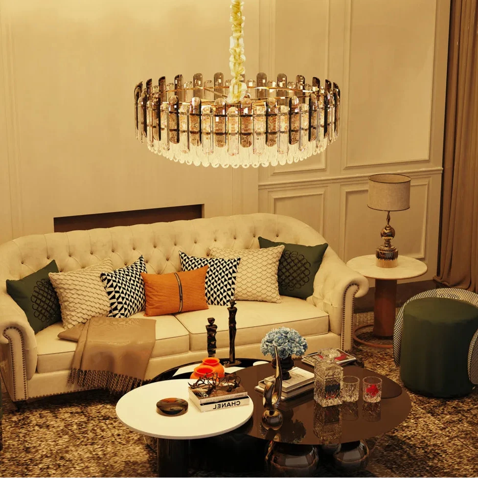 Lustre rond cristal fumé LED