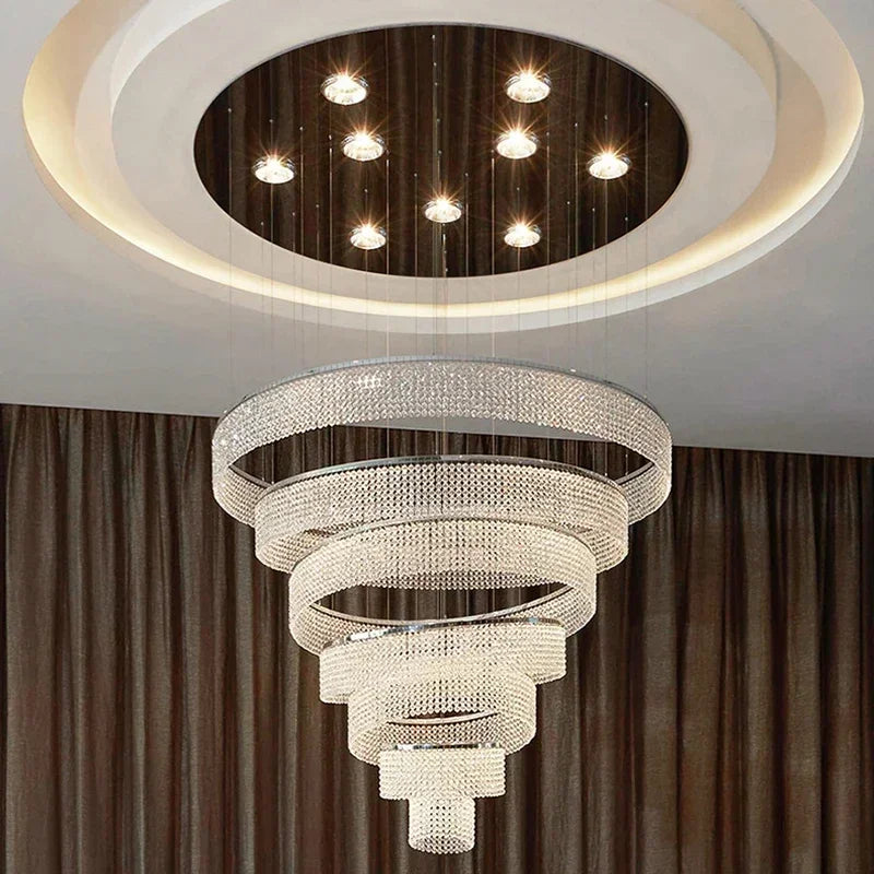 Lustre cristal LED spirale moderne