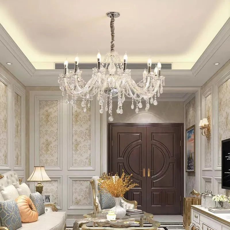 Lustre cristal doré classique