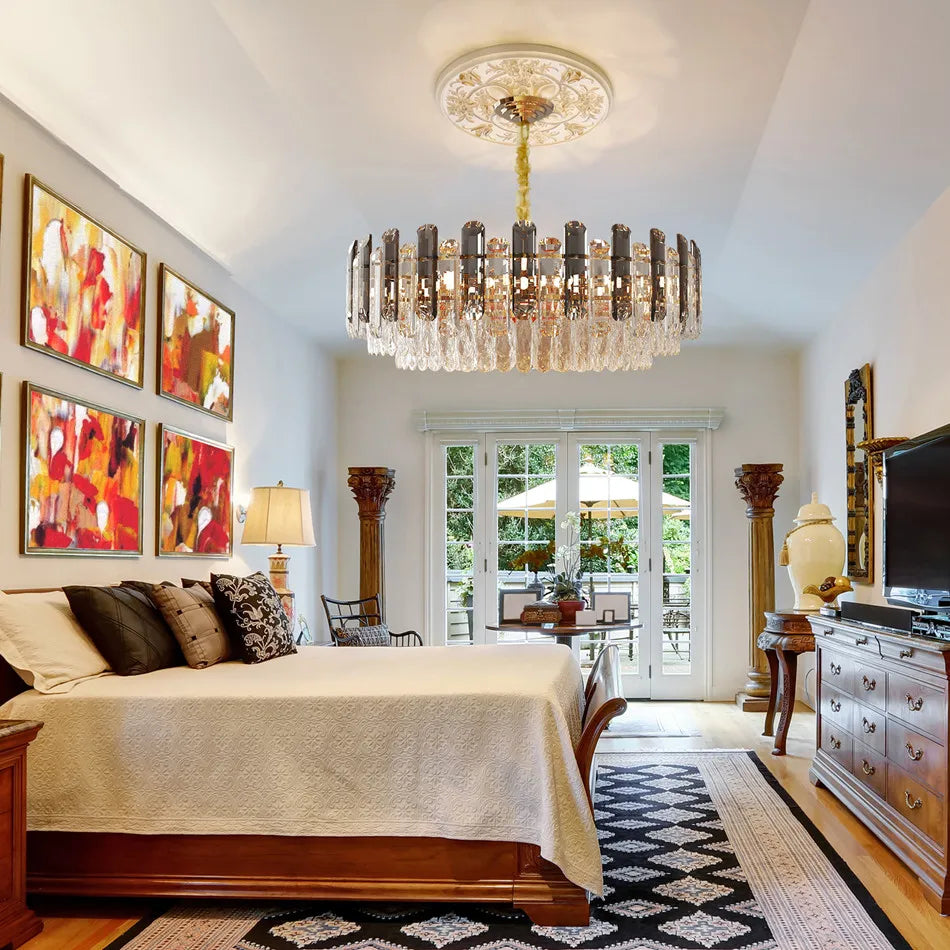 Lustre rond cristal fumé LED