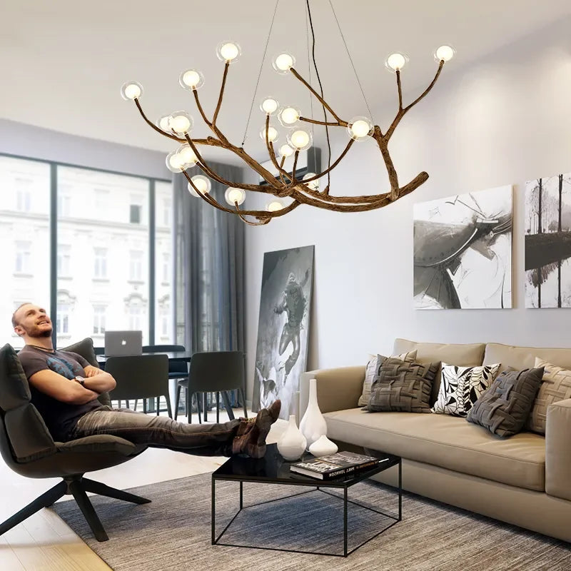 Lustre design branches résine LED