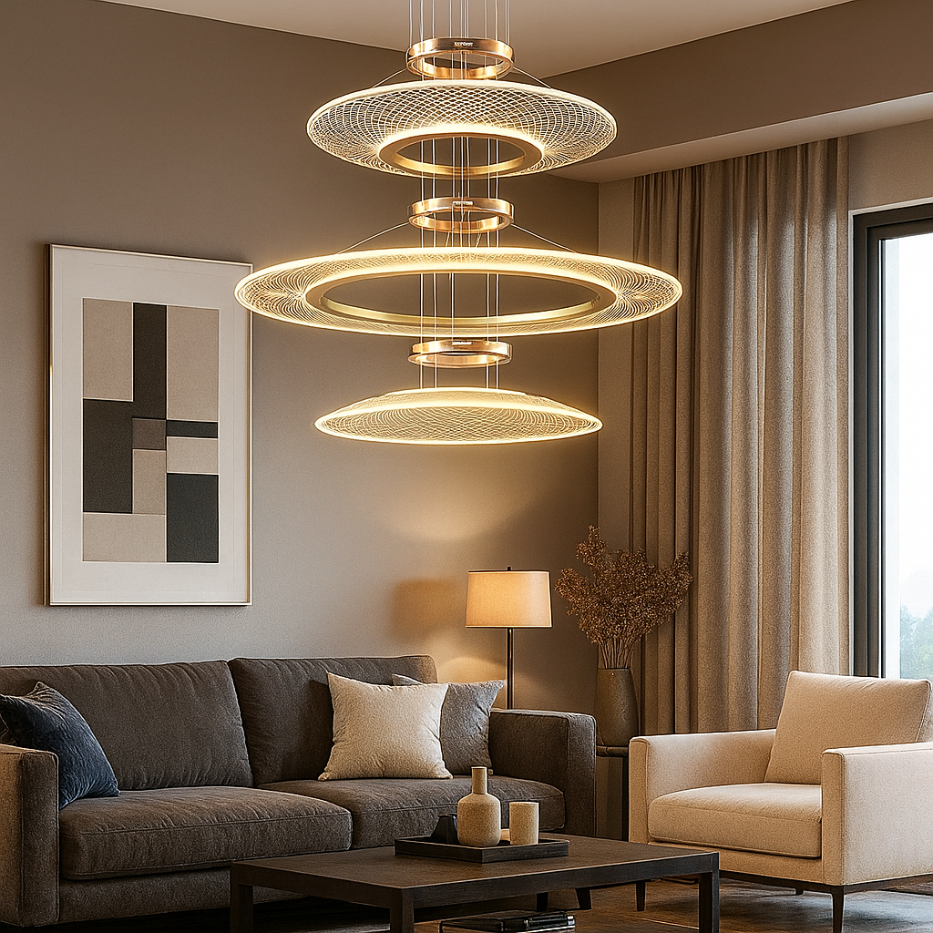 Lustre suspendu moderne aluminium doré