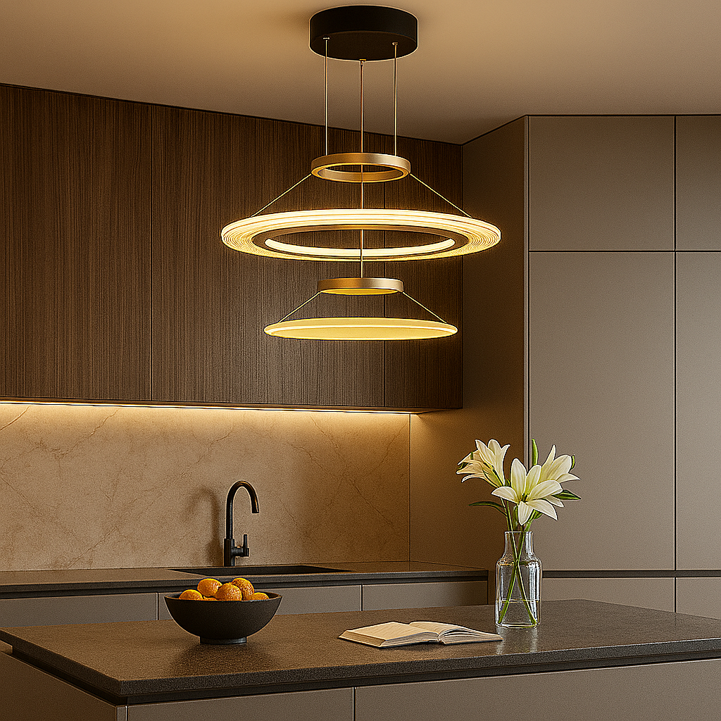 Lustre suspendu moderne aluminium doré