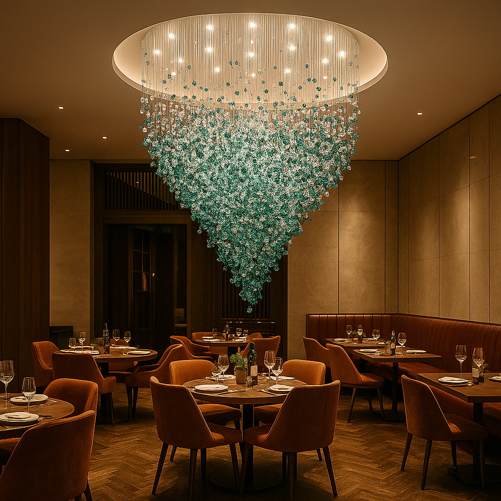 Lustre cristal suspendu design émeraude