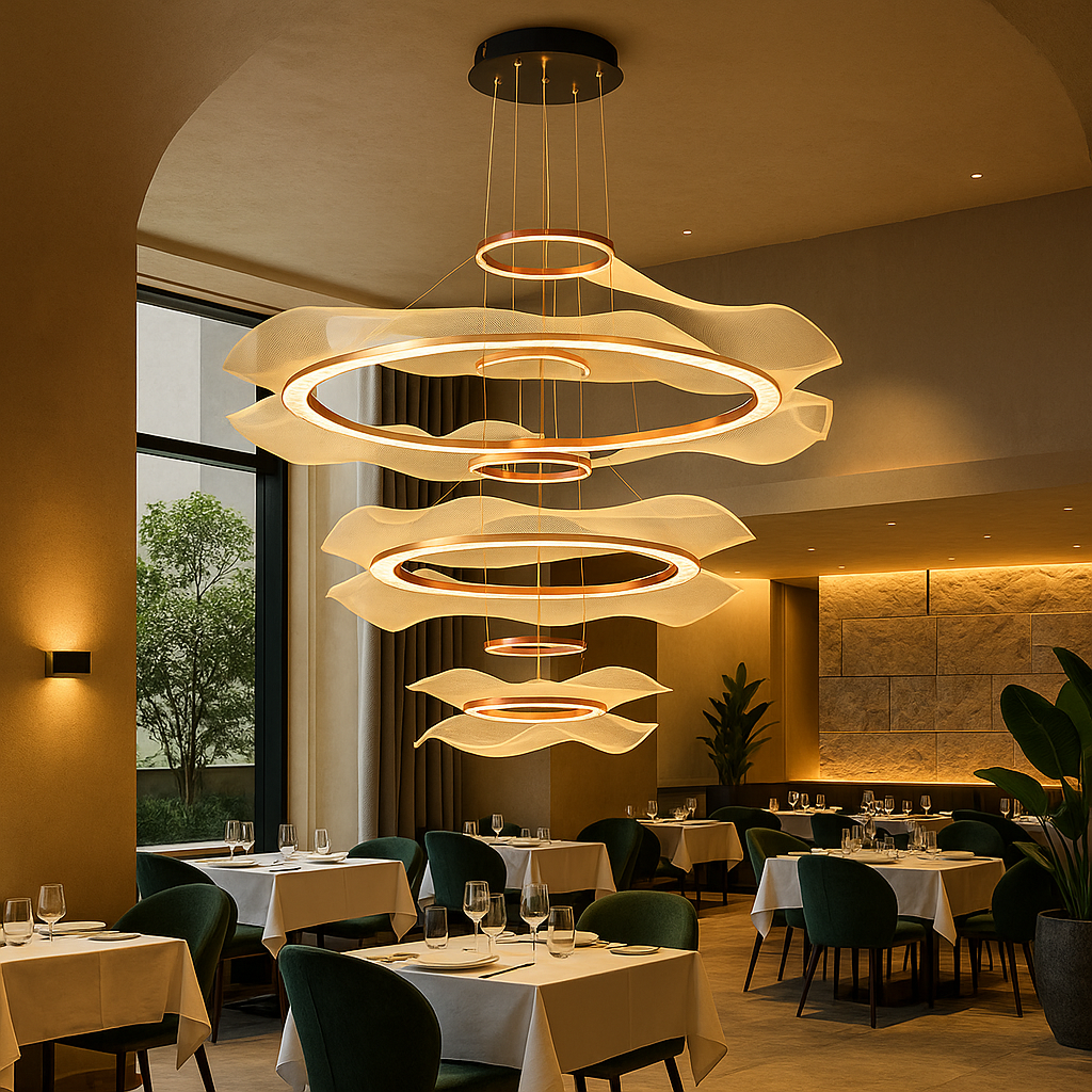 Lustre LED suspendu design ondulé