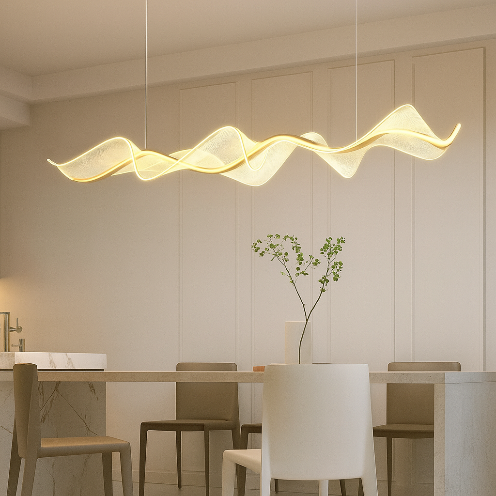 Suspension LED vague moderne dorée