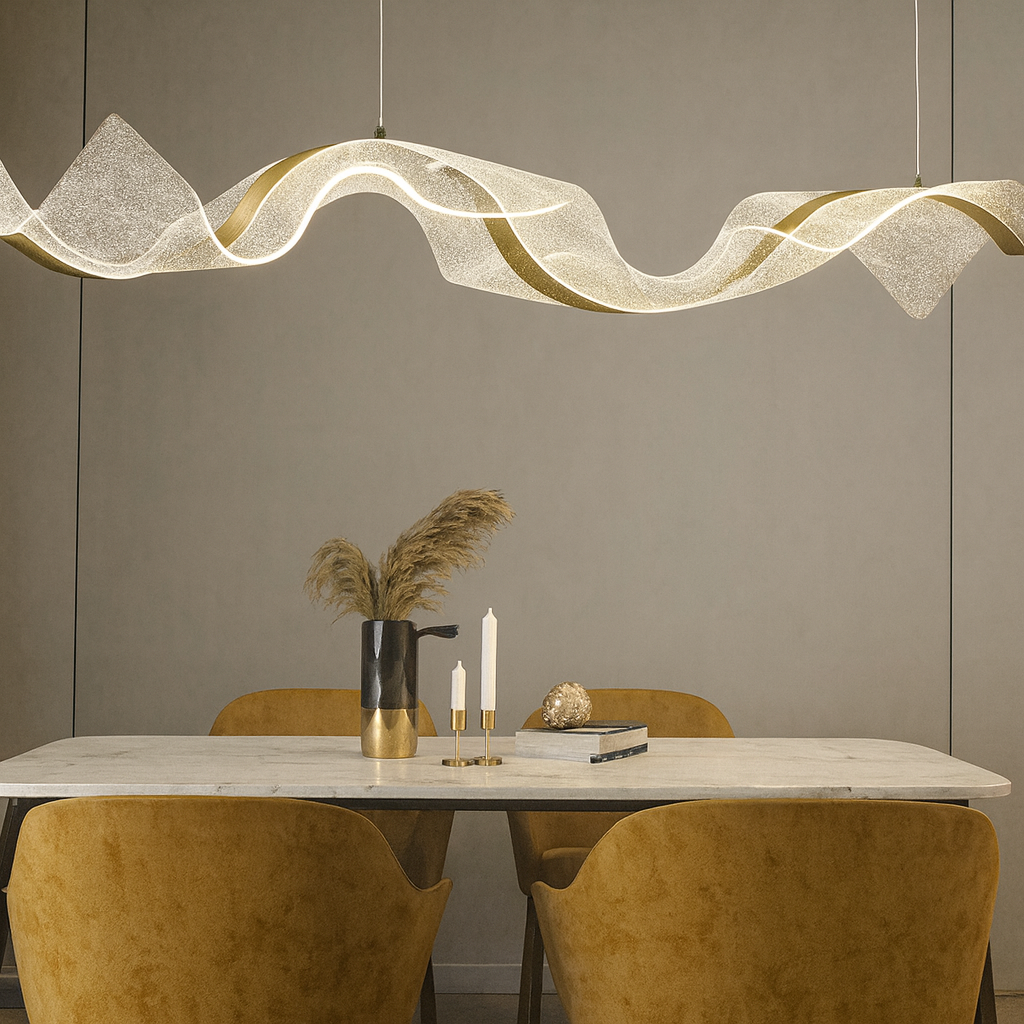 Suspension LED vague moderne dorée