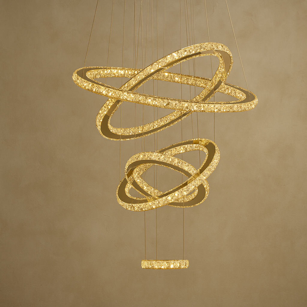 Lustre spiralé cristal doré design