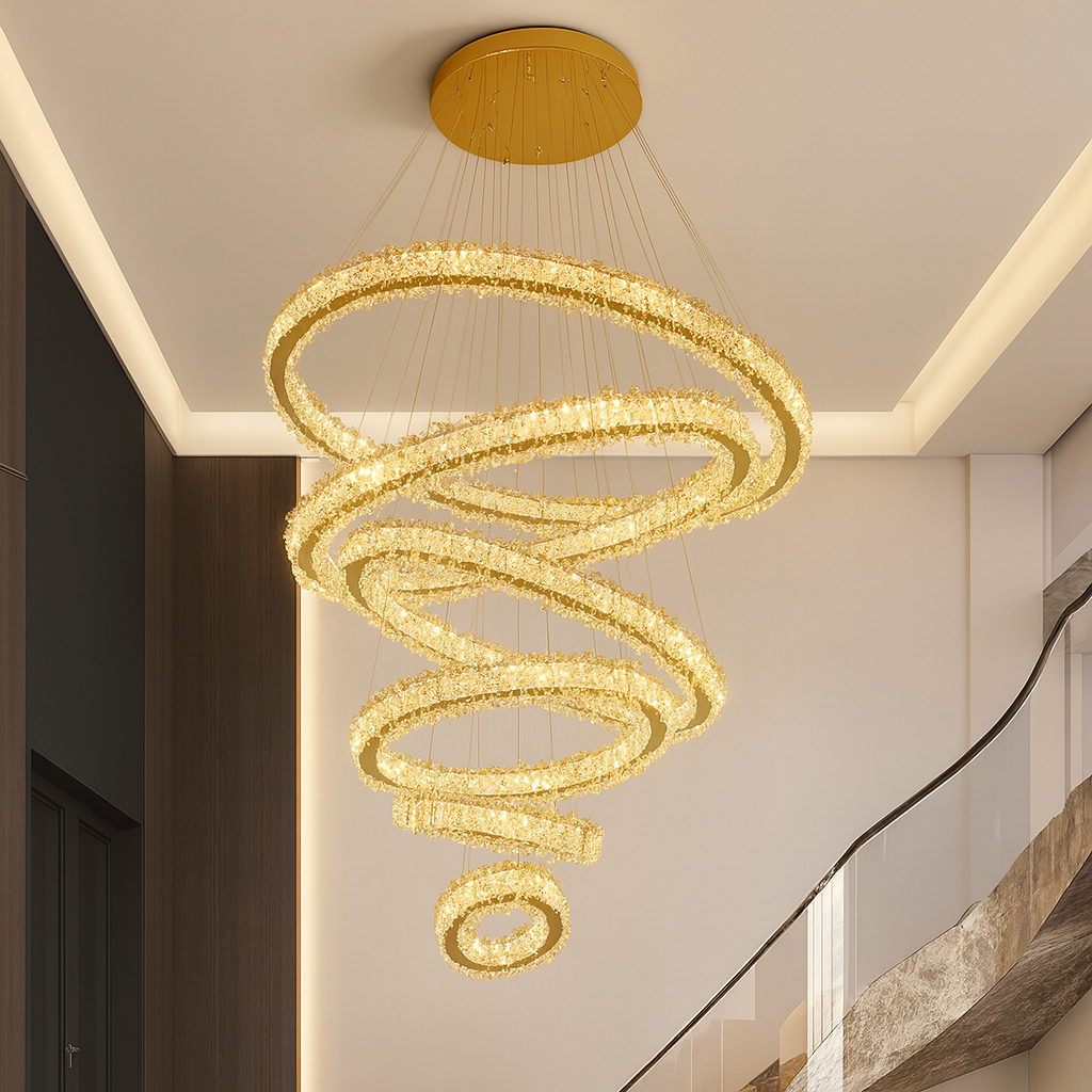 Lustre moderne cristal spiralé LED