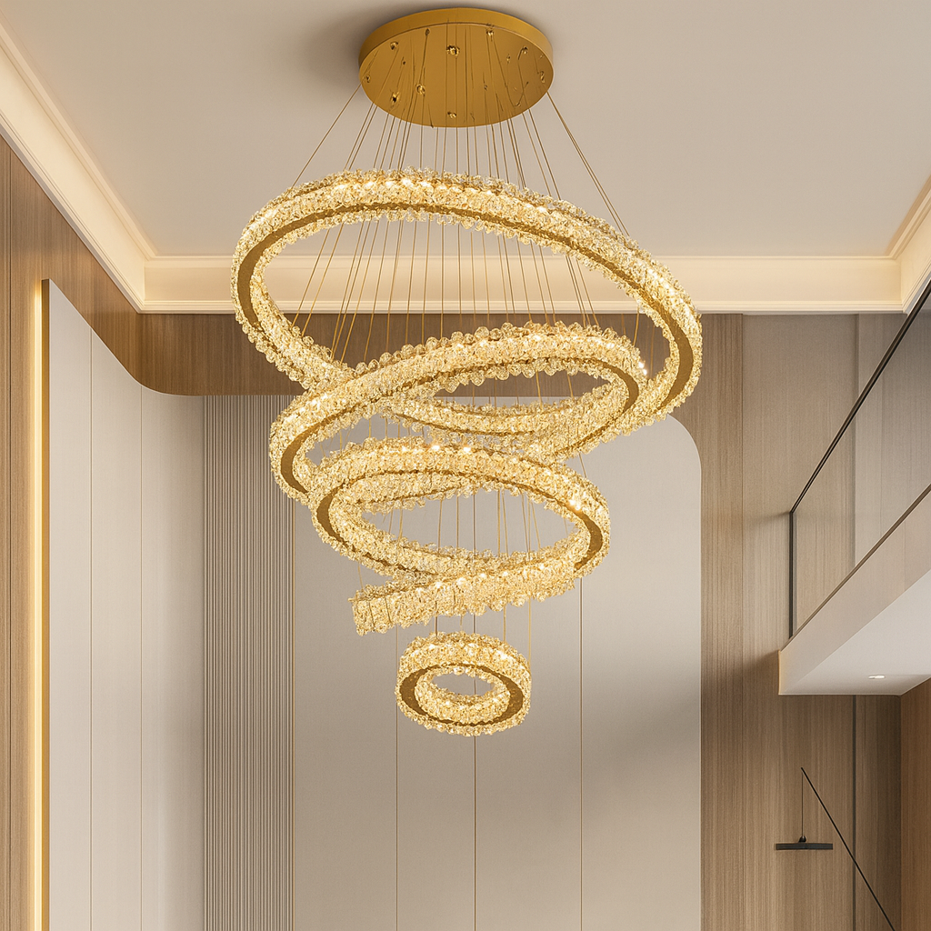 Lustre moderne cristal spiralé LED
