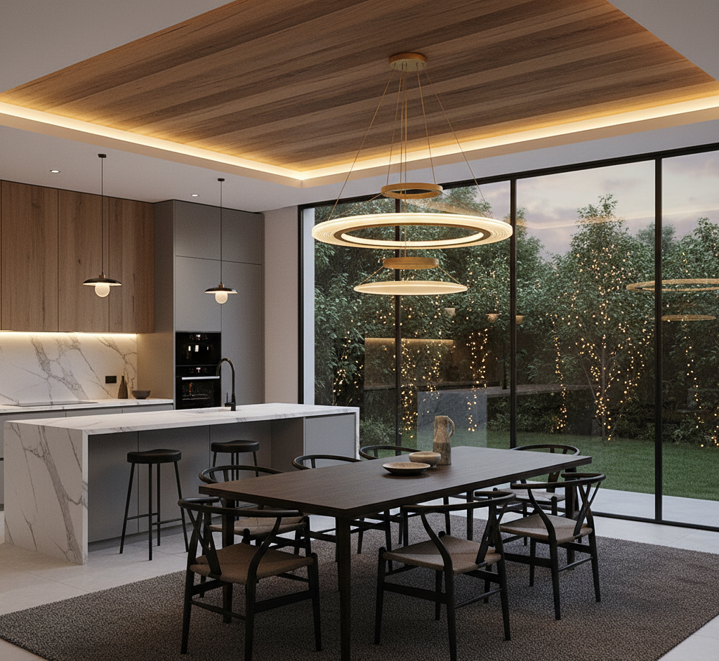 Lustre suspendu moderne aluminium doré