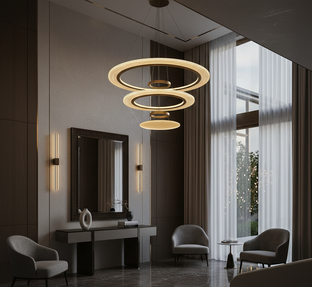 Lustre suspendu moderne aluminium doré