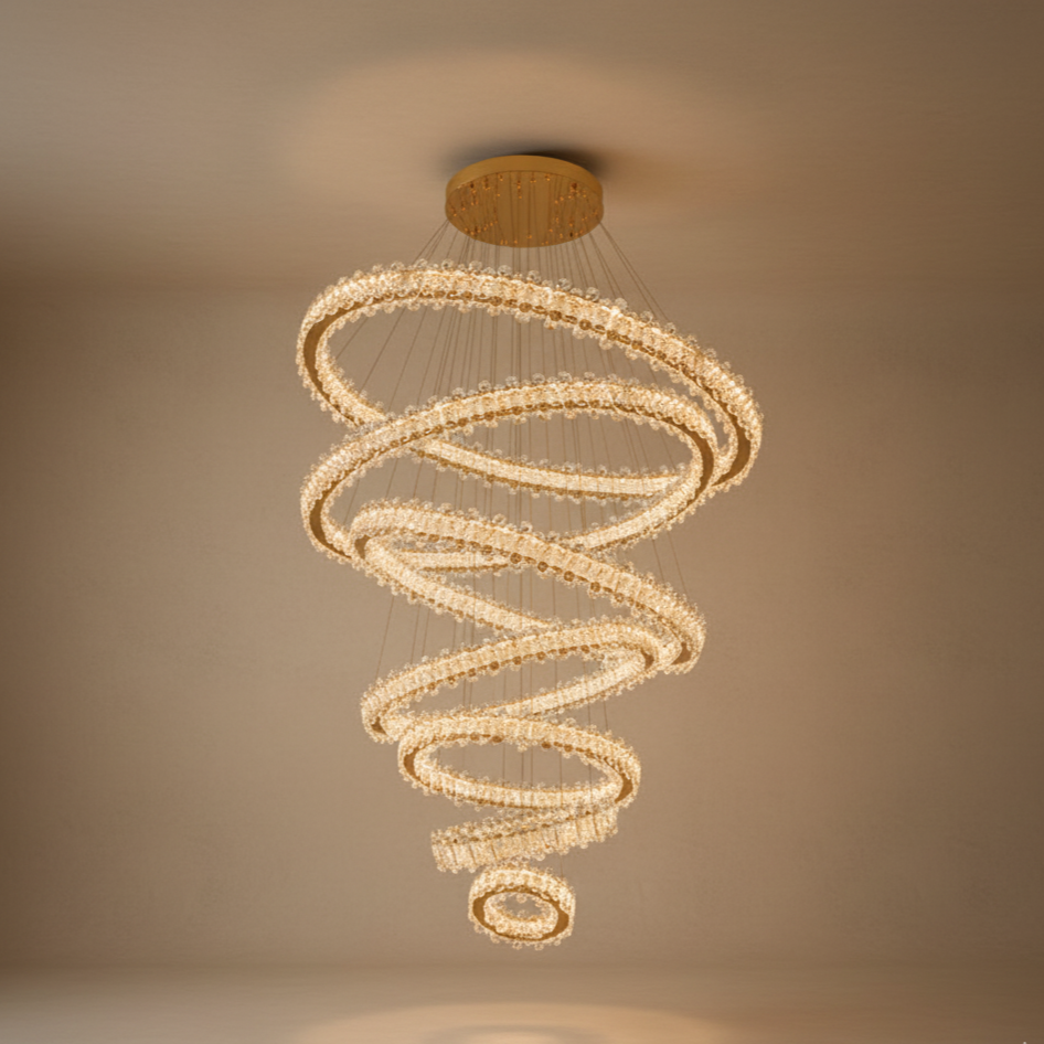 Lustre moderne cristal spiralé LED