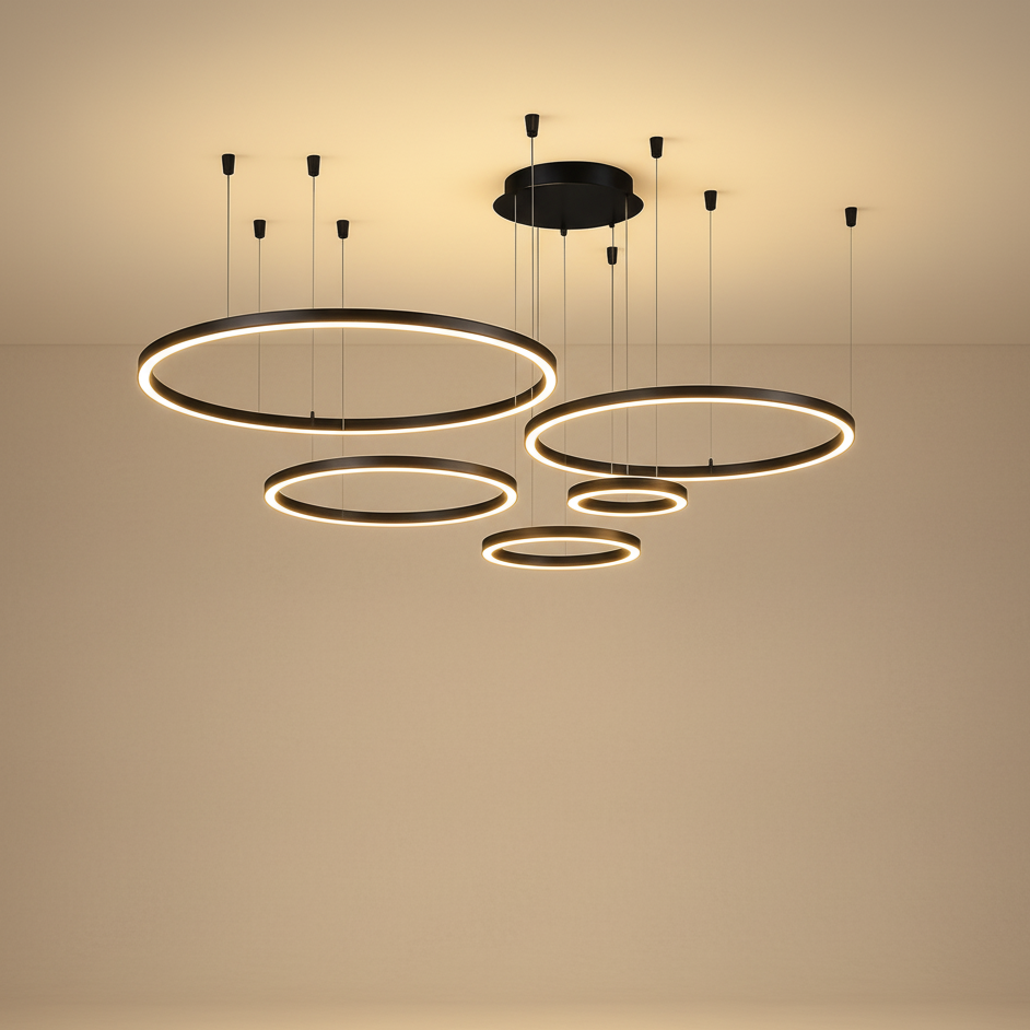 Lustre LED moderne anneaux suspendus